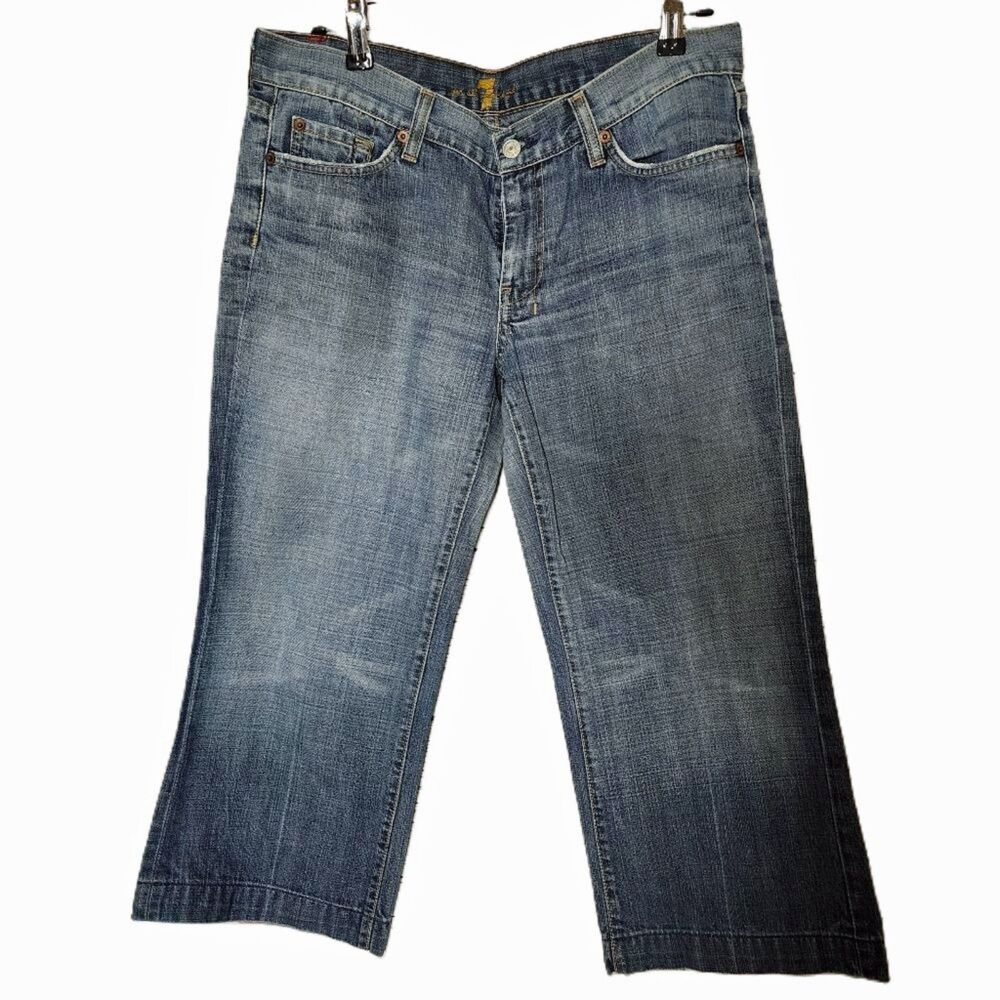 Vintage 7 For All Mankind Dojo Cropped Jeans Low Rise Size 32 Made in USA